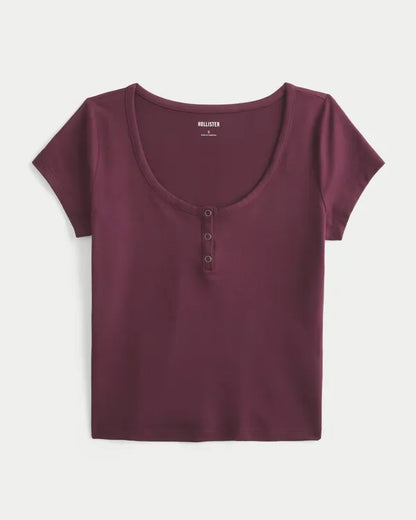 Smooth Seamless Fabric Snap Henley