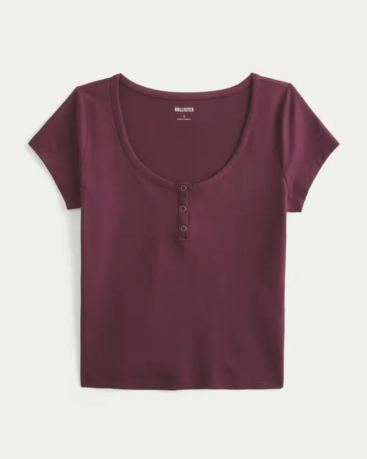 Smooth Seamless Fabric Snap Henley