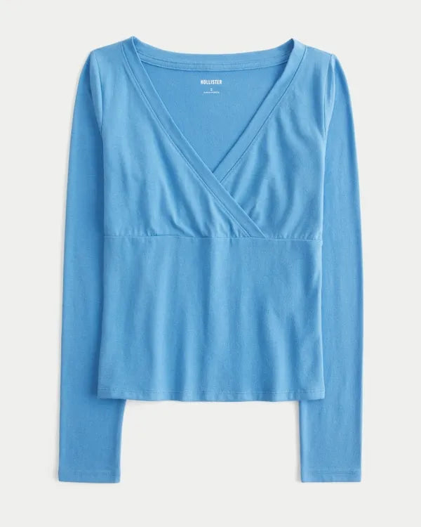 Long-Sleeve Wrap Front Baby Tee