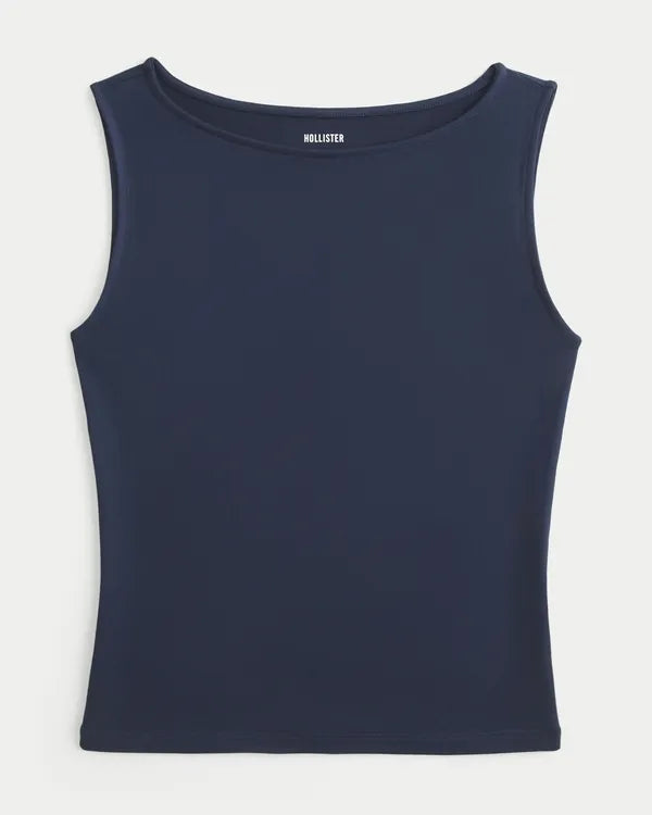 Smooth Seamless Fabric Slash-Neck Tank