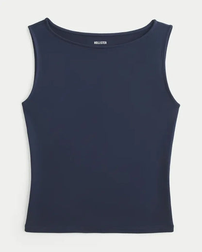 Smooth Seamless Fabric Slash-Neck Tank