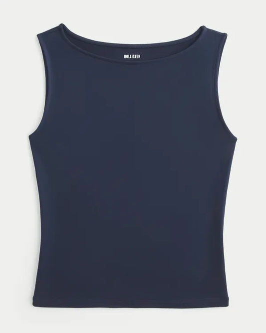 Smooth Seamless Fabric Slash-Neck Tank