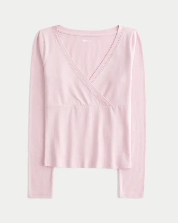 Long-Sleeve Wrap Front Baby Tee