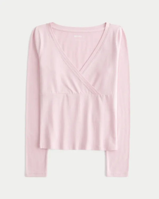 Long-Sleeve Wrap Front Baby Tee