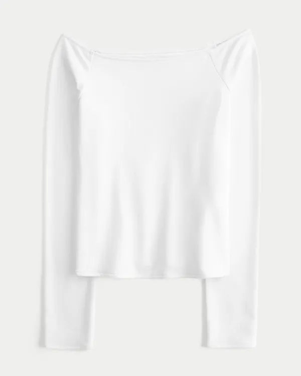Long-Sleeve Off-the-Shoulder T-Shirt