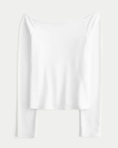 Long-Sleeve Off-the-Shoulder T-Shirt