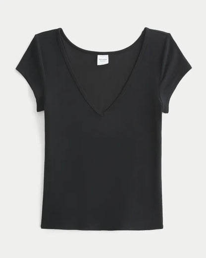 Must-Have Basic Reversible V-Neck/Slash-Neck T-Shirt