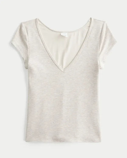 Must-Have Basic Reversible V-Neck/Slash-Neck T-Shirt