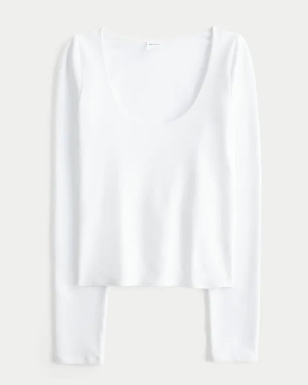 Long-Sleeve Scoop Top