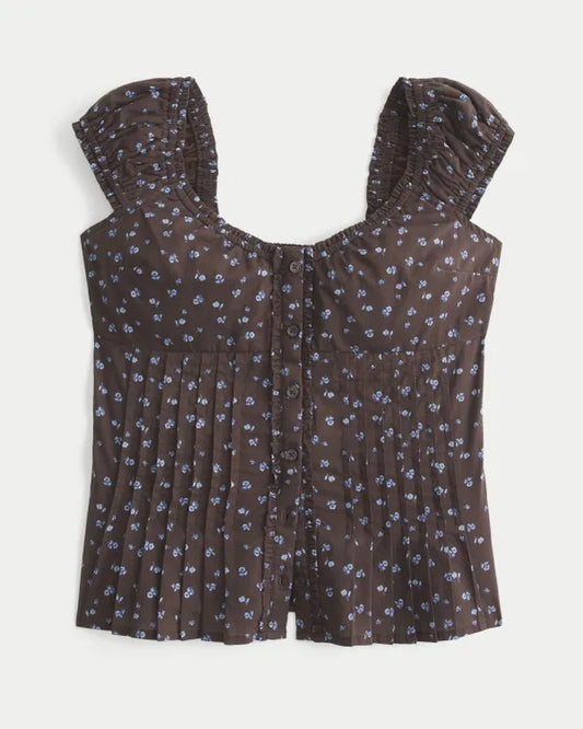 Short-Sleeve Pintuck Top