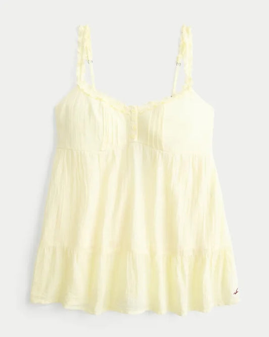 Ruffle Trim Tunic Babydoll Top