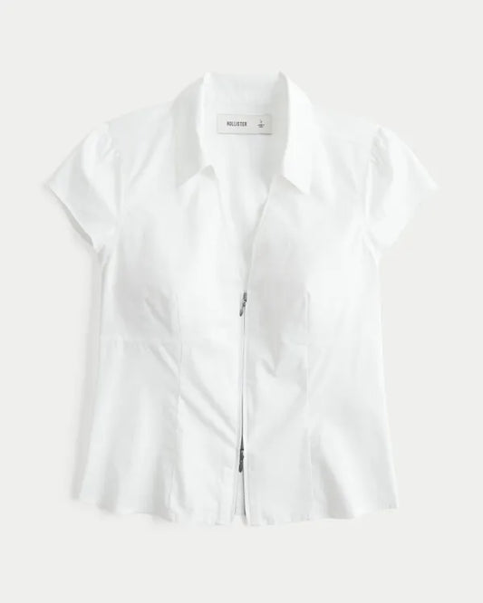 Short-Sleeve 2-Way Zipper shirt