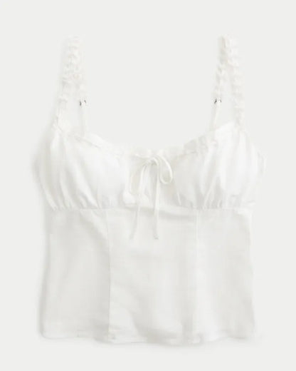Linen-Blend Tie Front Cami