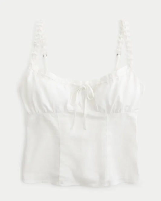 Linen-Blend Tie Front Cami