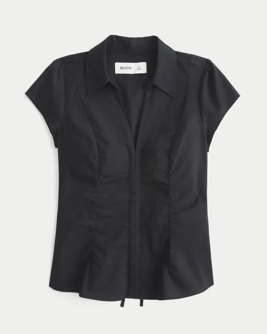 Hollister Ciara Short-Sleeve Ruched Hook and Eye Shirt