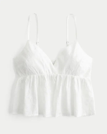Easy Embroidered Shine Babydoll Top