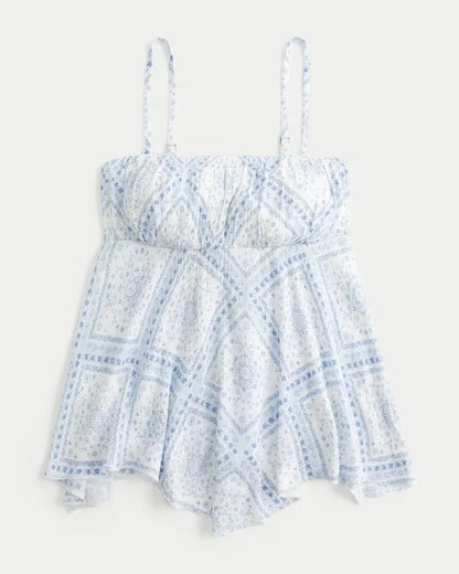 Strapless Handkerchief Hem Top