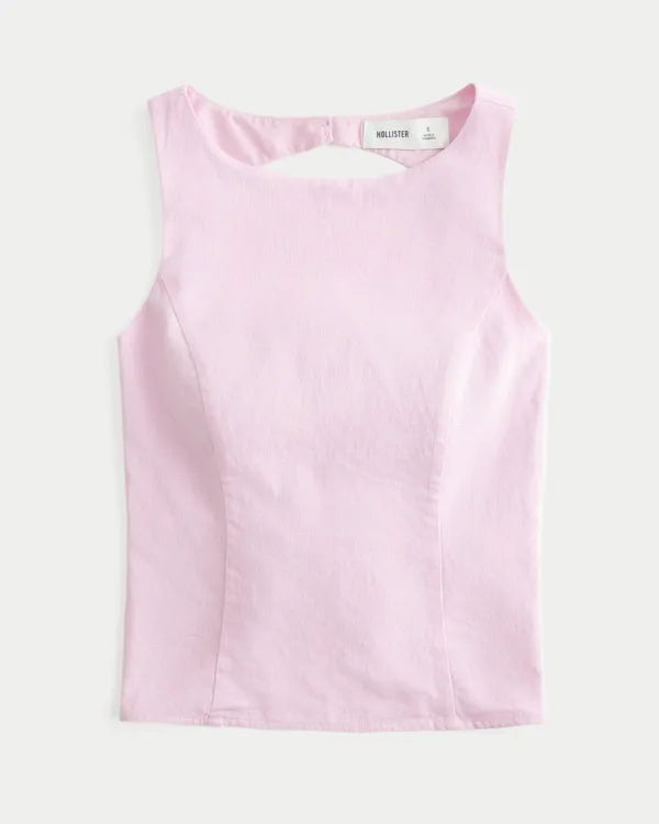 Linen-Blend Open-Back Top