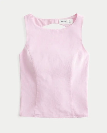 Linen-Blend Open-Back Top