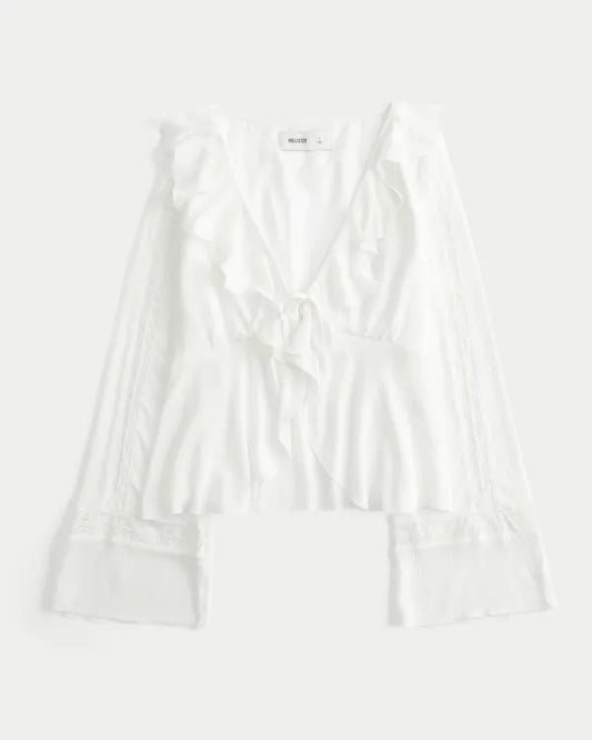 Easy Long-Sleeve Ruffle Babydoll Top