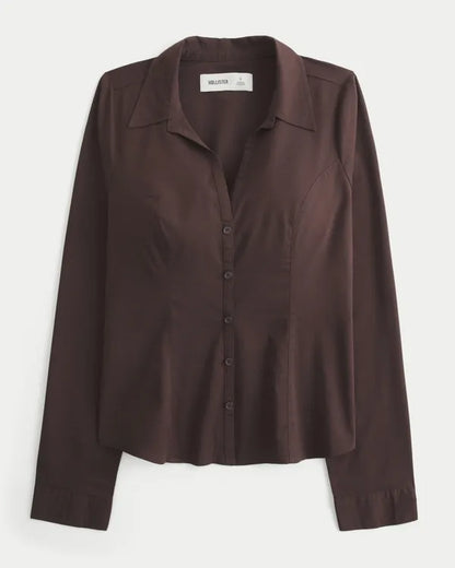 Hollister Ciara Stretch Poplin Button Front Shirt