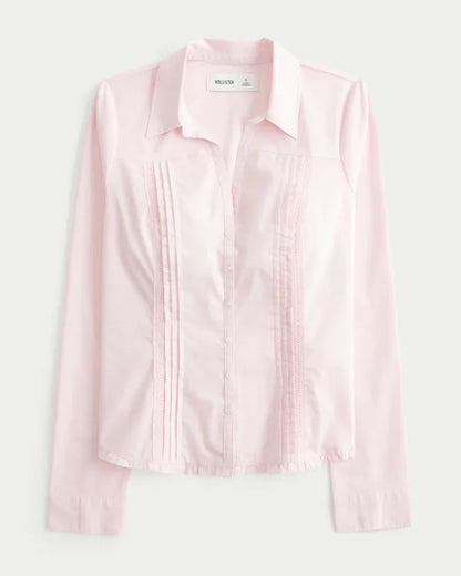Hollister Ciara Lace Inset Button Front Shirt