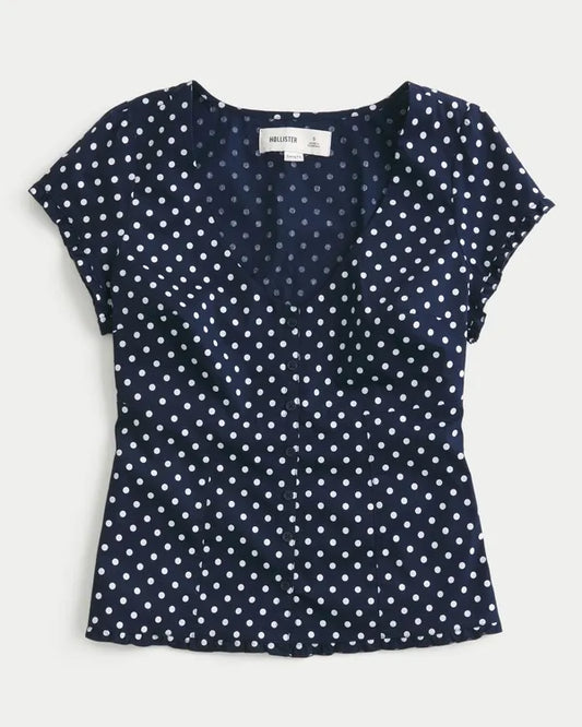 Curvy Short-Sleeve V-Neck Top