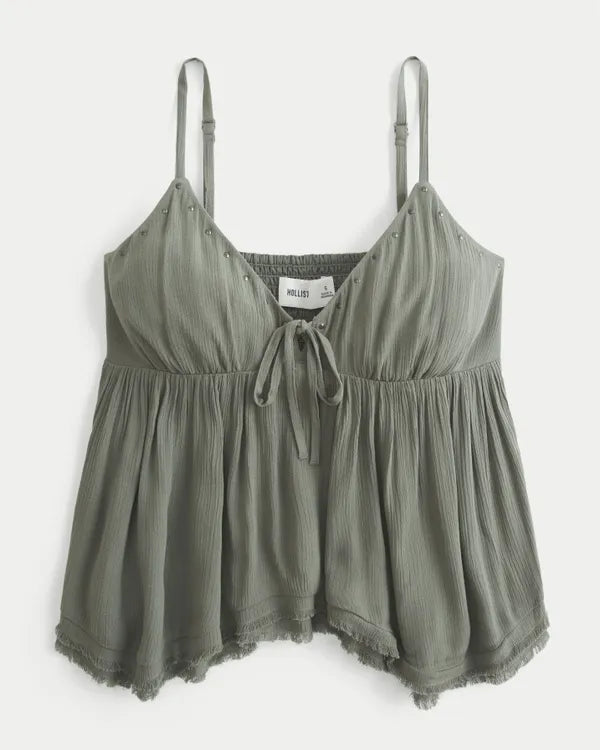 Easy Shine Ruffle Babydoll Top