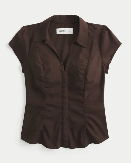 Hollister Ciara Short-Sleeve Ruched Shirt