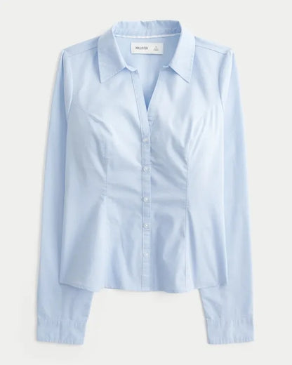 Long-Sleeve Button Front Shirt