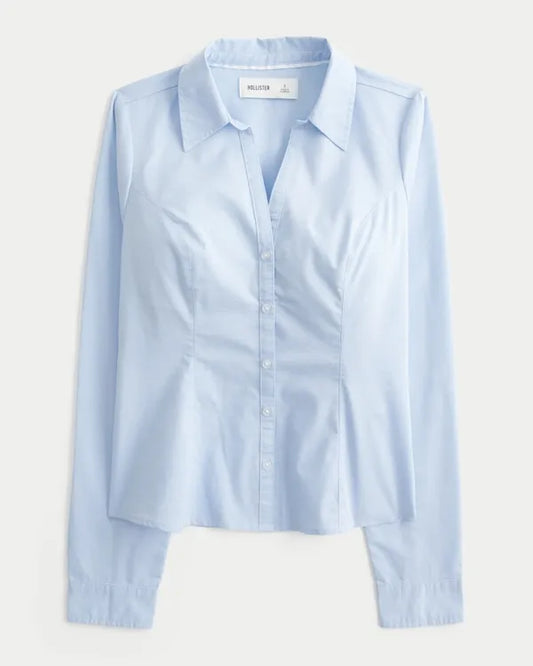 Long-Sleeve Button Front Shirt