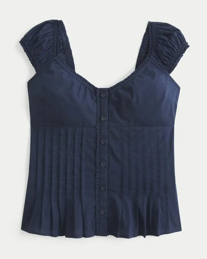 V-Neck Pintuck Top