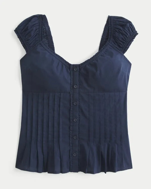 V-Neck Pintuck Top
