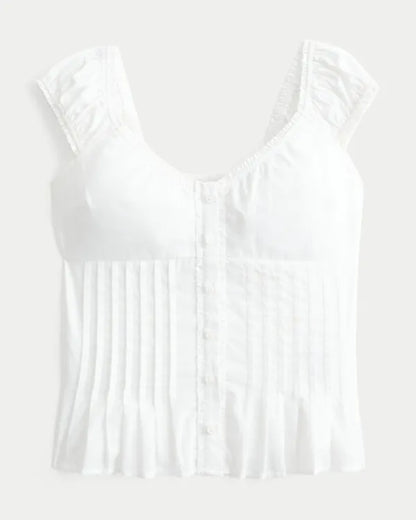 V-Neck Pintuck Top