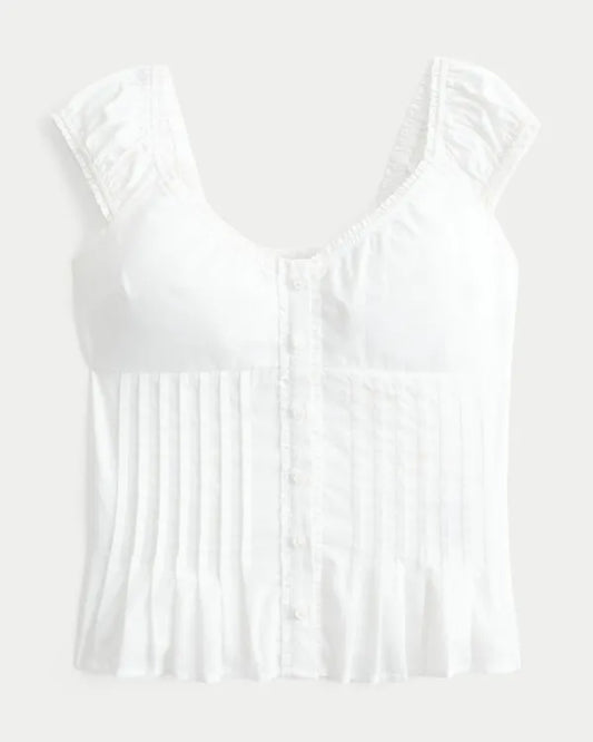 V-Neck Pintuck Top