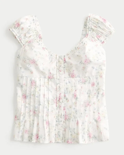 V-Neck Pintuck Top