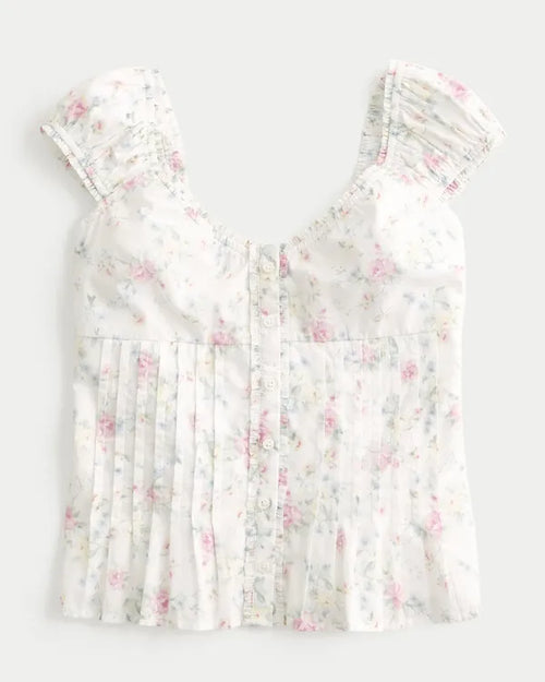 V-Neck Pintuck Top