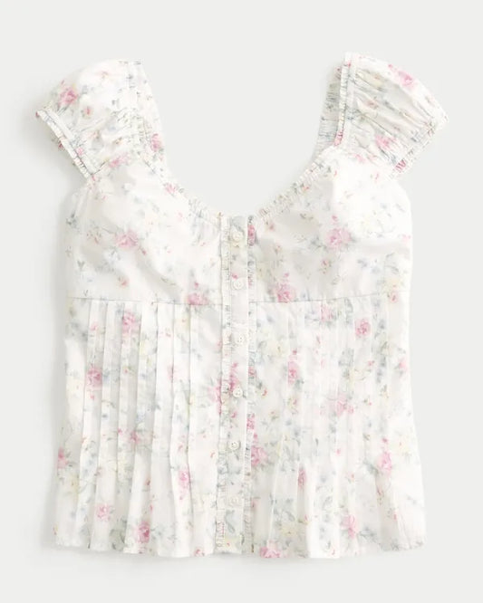 V-Neck Pintuck Top