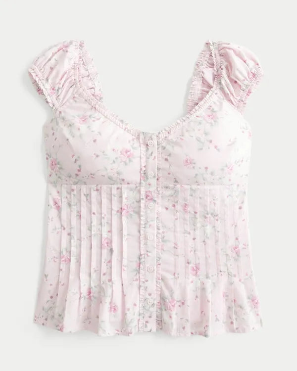 V-Neck Pintuck Top