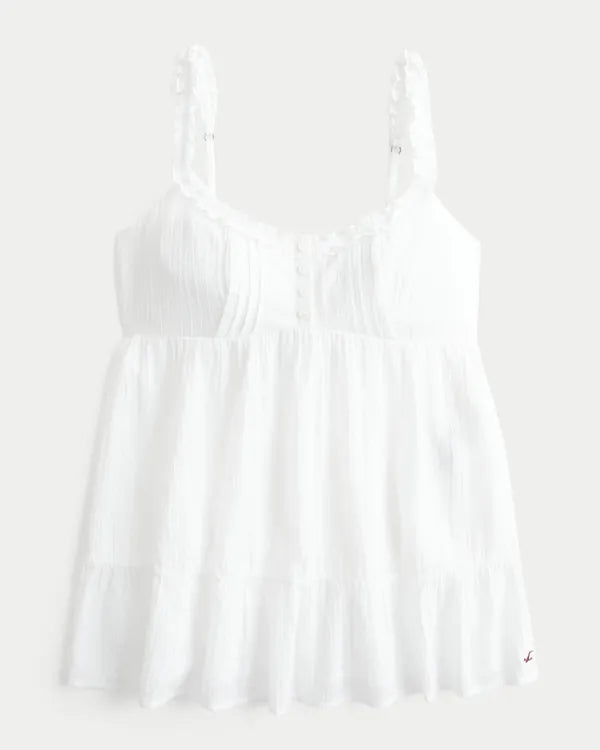 Ruffle Trim Tunic Babydoll Top