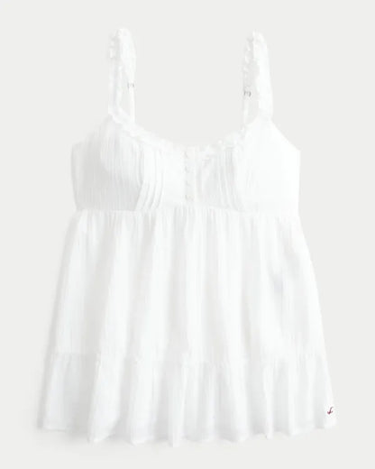 Ruffle Trim Tunic Babydoll Top