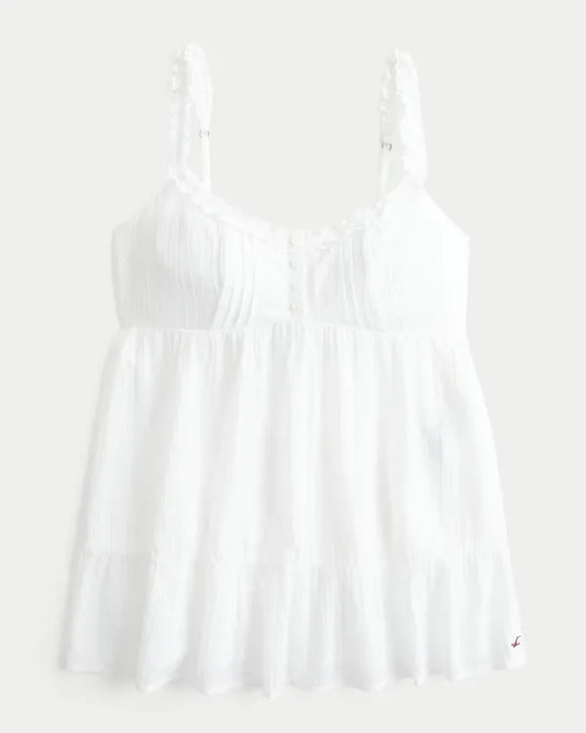 Ruffle Trim Tunic Babydoll Top