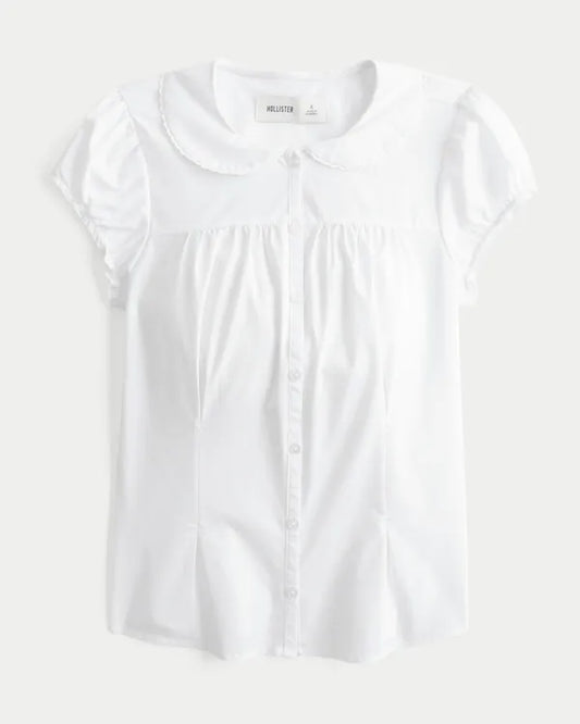 Short-Sleeve Statement Collar Shirt
