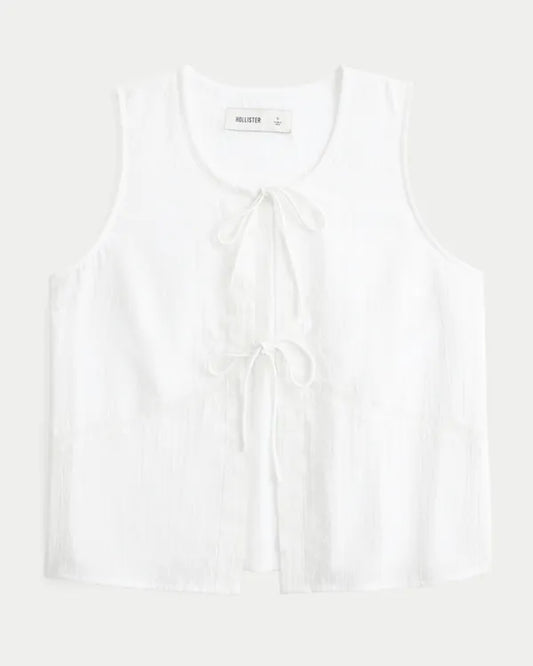 Easy Embroidered Tie Front Vest