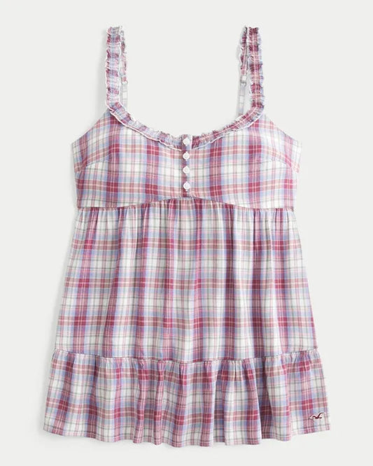 Ruffle Trim Tunic Babydoll Top