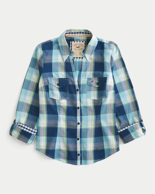 Plaid Button Front Shirt