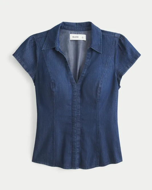 Hollister Ciara Cinched Short-Sleeve Shirt