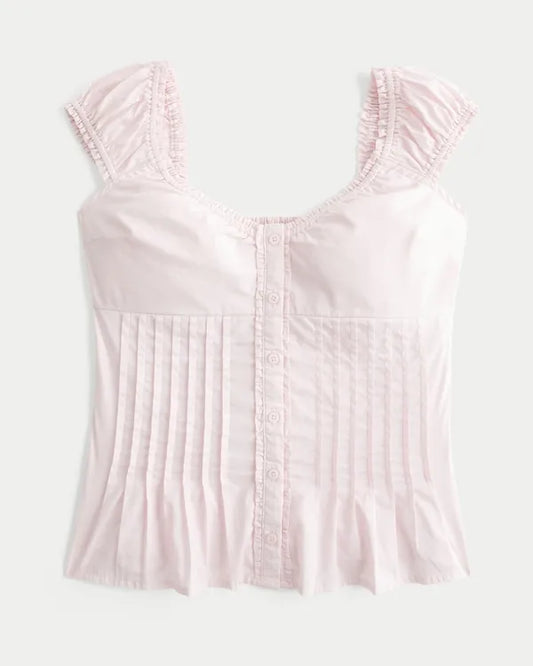 Short-Sleeve Pintuck Top