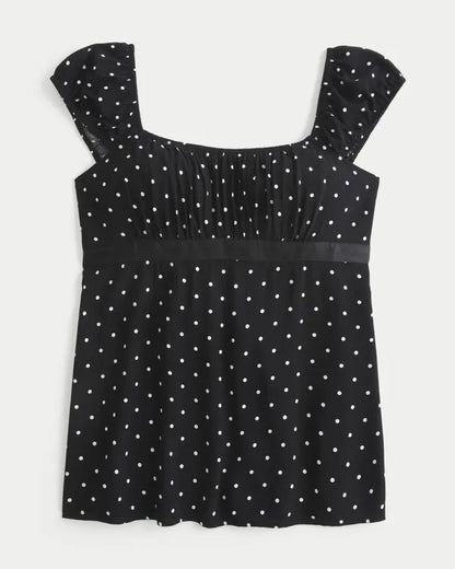 Easy Satin Tie Babydoll Top