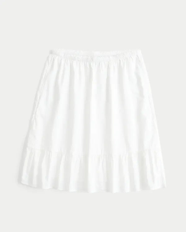 Low-Rise Textural Tea-Length Skirt